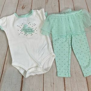 Easter Somebunny Loves Me Mint Green and White Onesie/Leggings w/Tutu Set